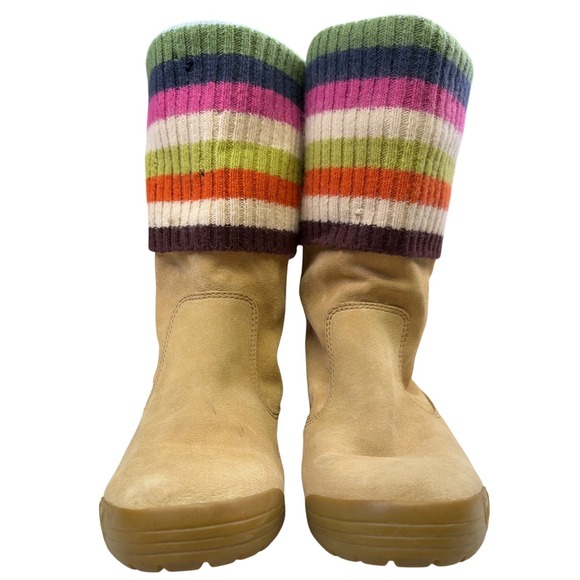 Coach Tatum Q247 Boots Womens 8M Tan Suede Wool Knit Cuff - Picture 2 of 11